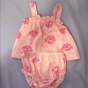 Pink Fish Print Kids Outfit
